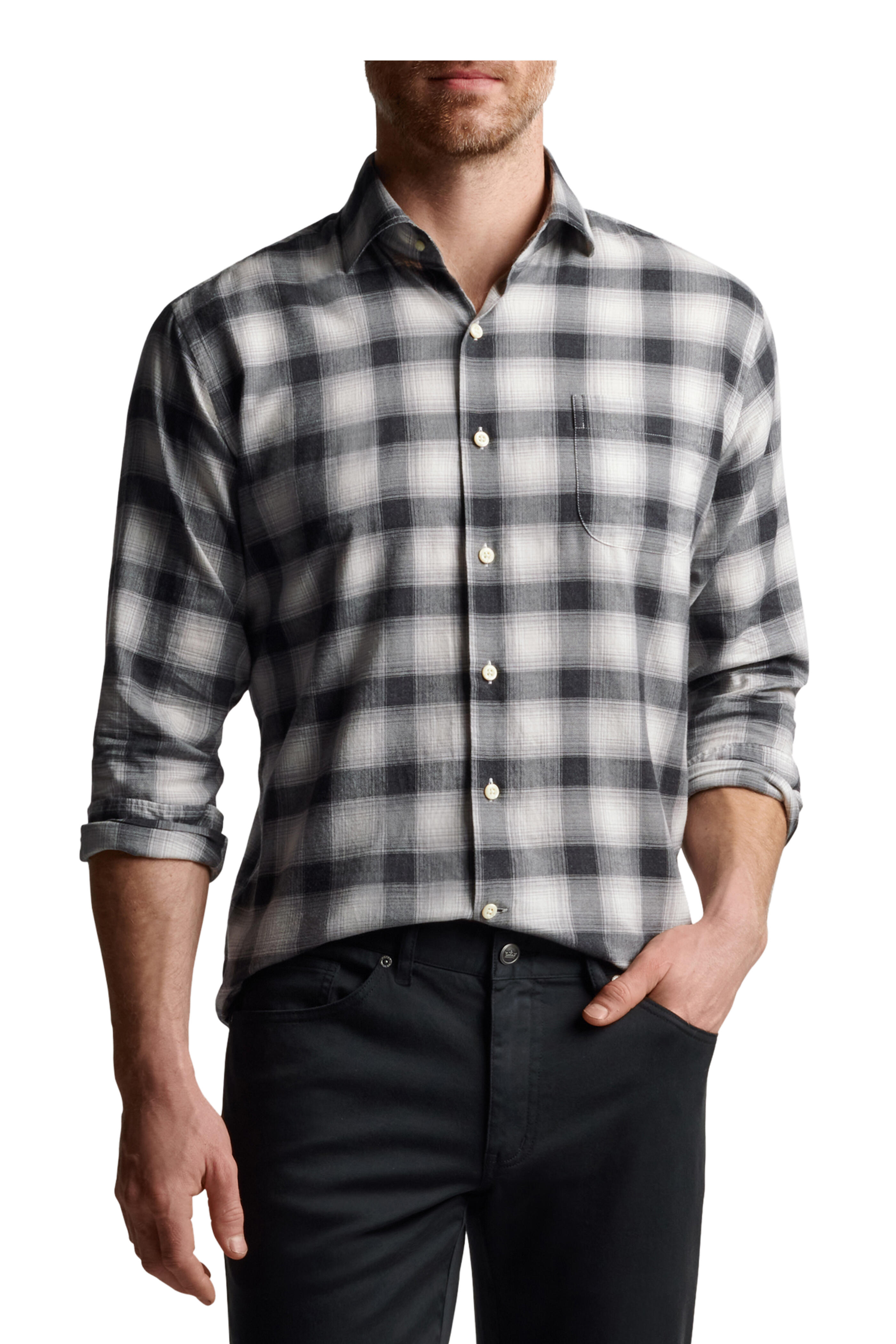 Peter Millar - Lyles Autumn Gray Plaid Soft Cotton Sportshirt