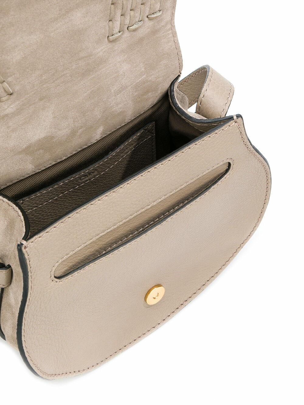 Chloé - Marcie Gray Suede Mini Saddle Crossbody | Mitchell