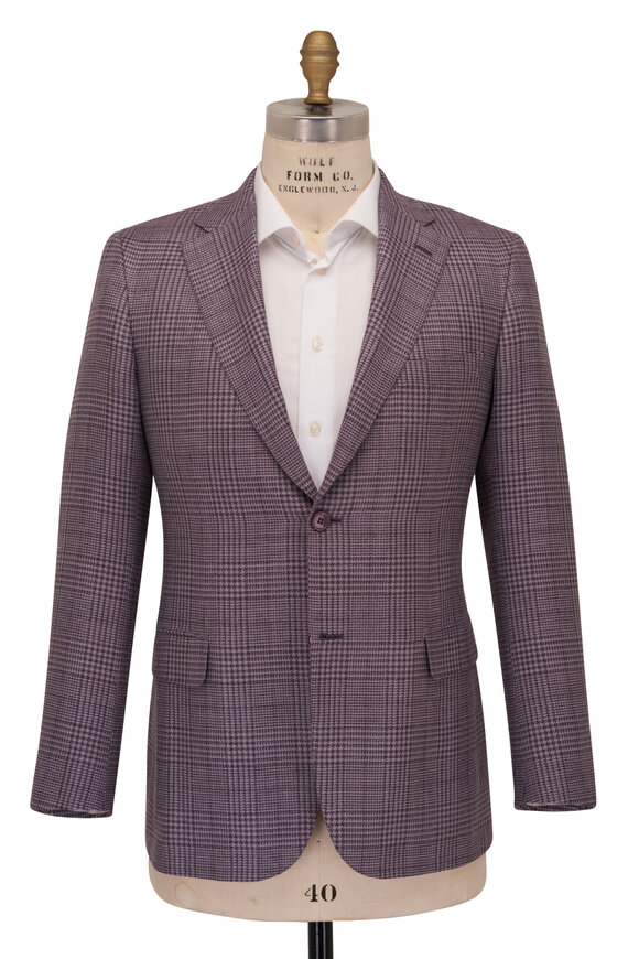 Brioni - Prince of Wales Lilac Plaid Wool Blend Sportcoat 