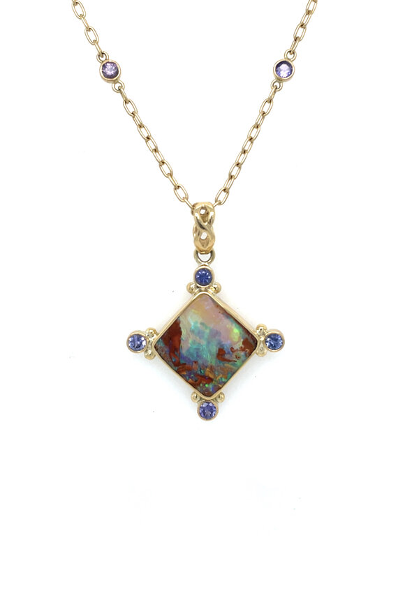 Ellen Hoffman Sapphire Australian Boulder Opal Pendant Necklace