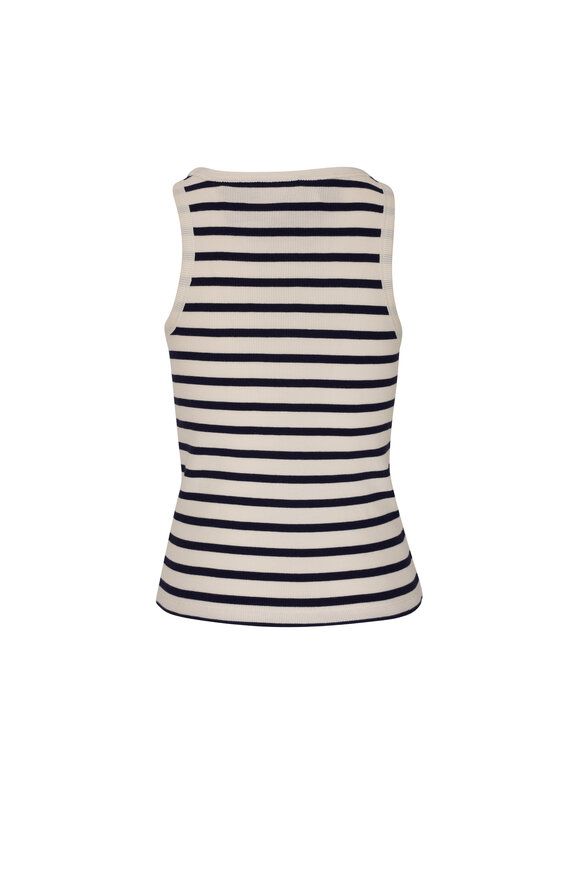 Nili Lotan - Jennifer Ivory & Navy Stripe Ribbed Tank Top 