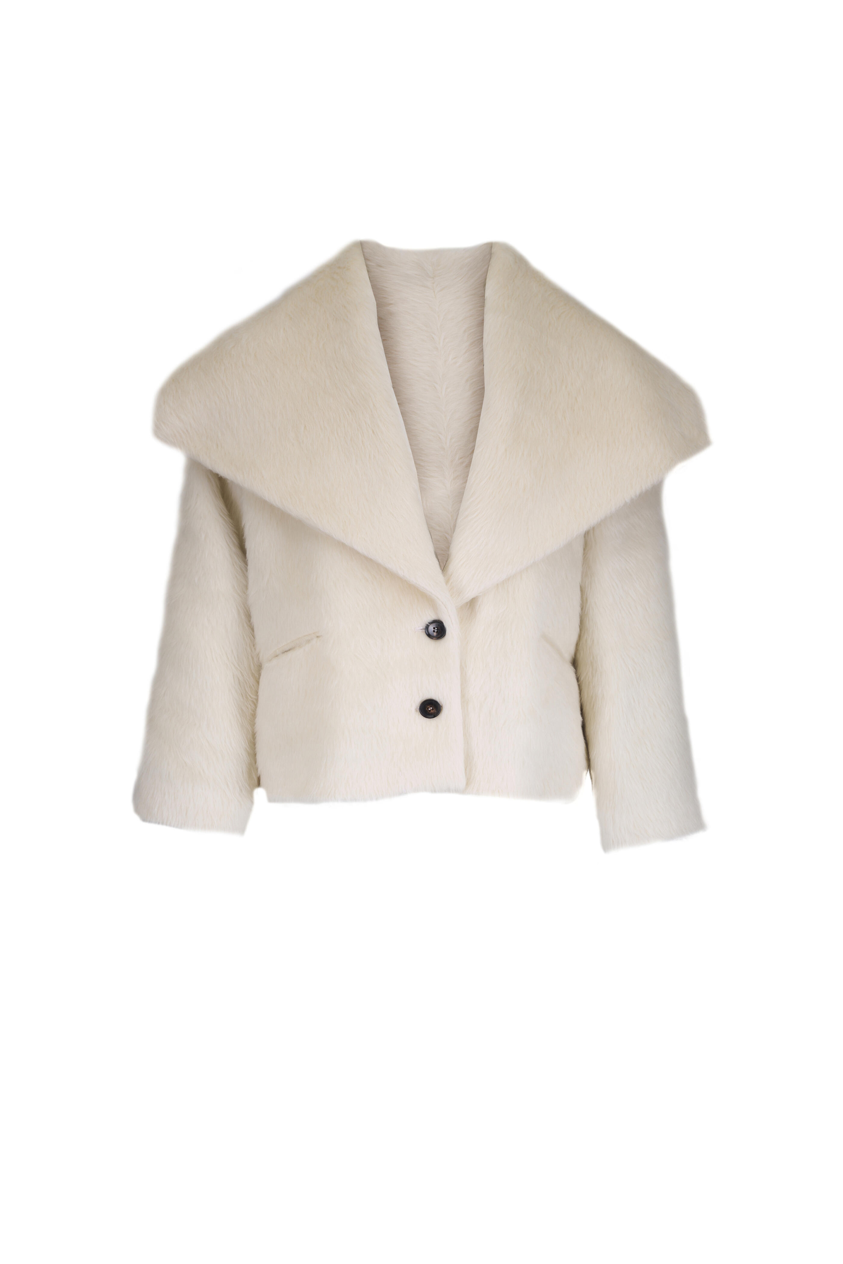 Kiton - White Alpaca & Wool Coat | Mitchell Stores