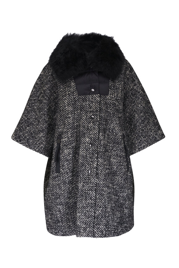 Bogner - Gwen-D Black Tweed Down Cape 