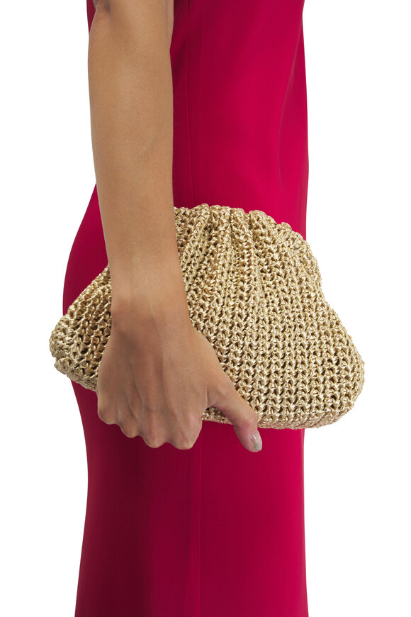 Maria La Rosa - Mini Game Glow Metallic Platino Crochet Clutch