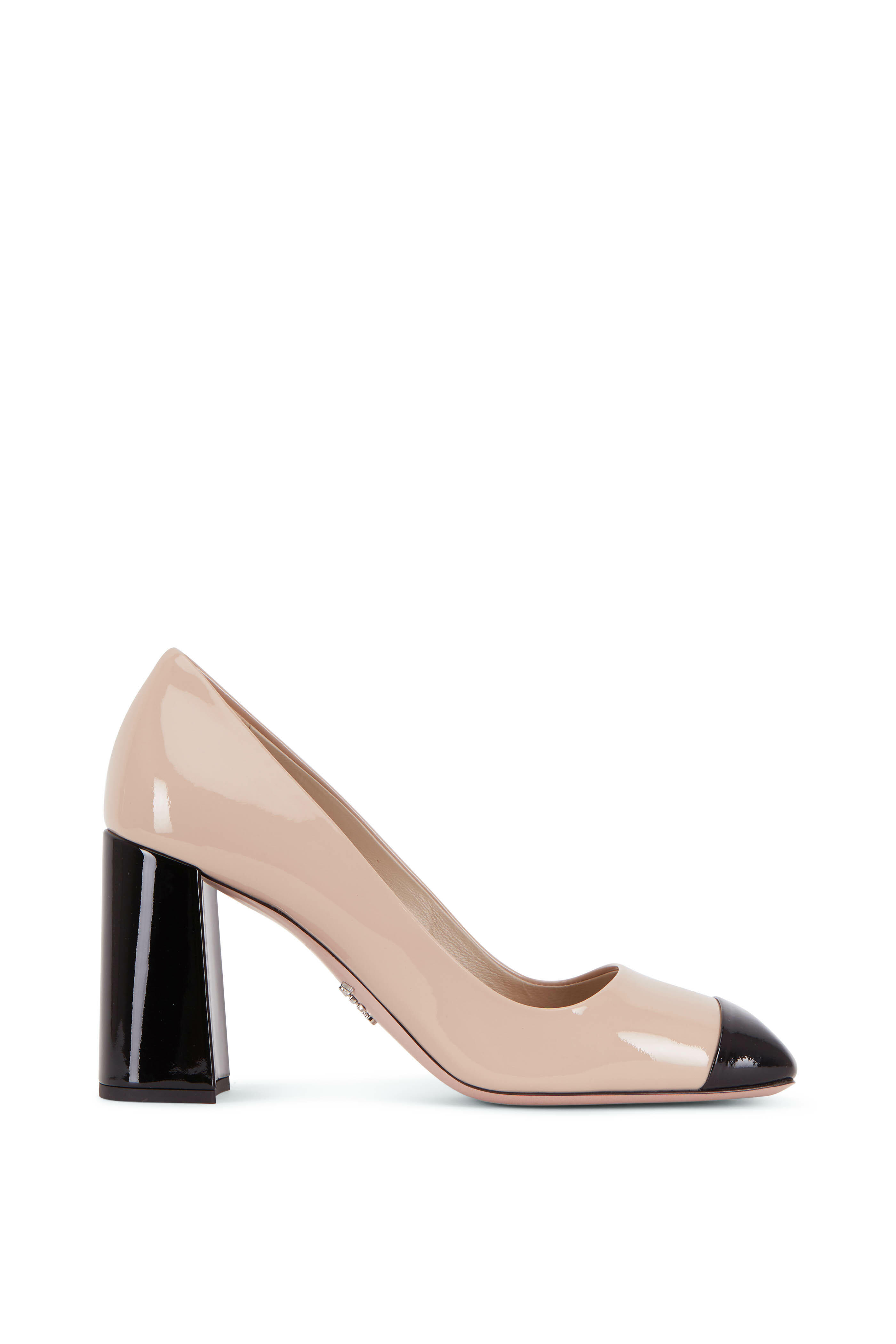 Prada - Beige & Black Patent Leather Spectator Pump, 85mm