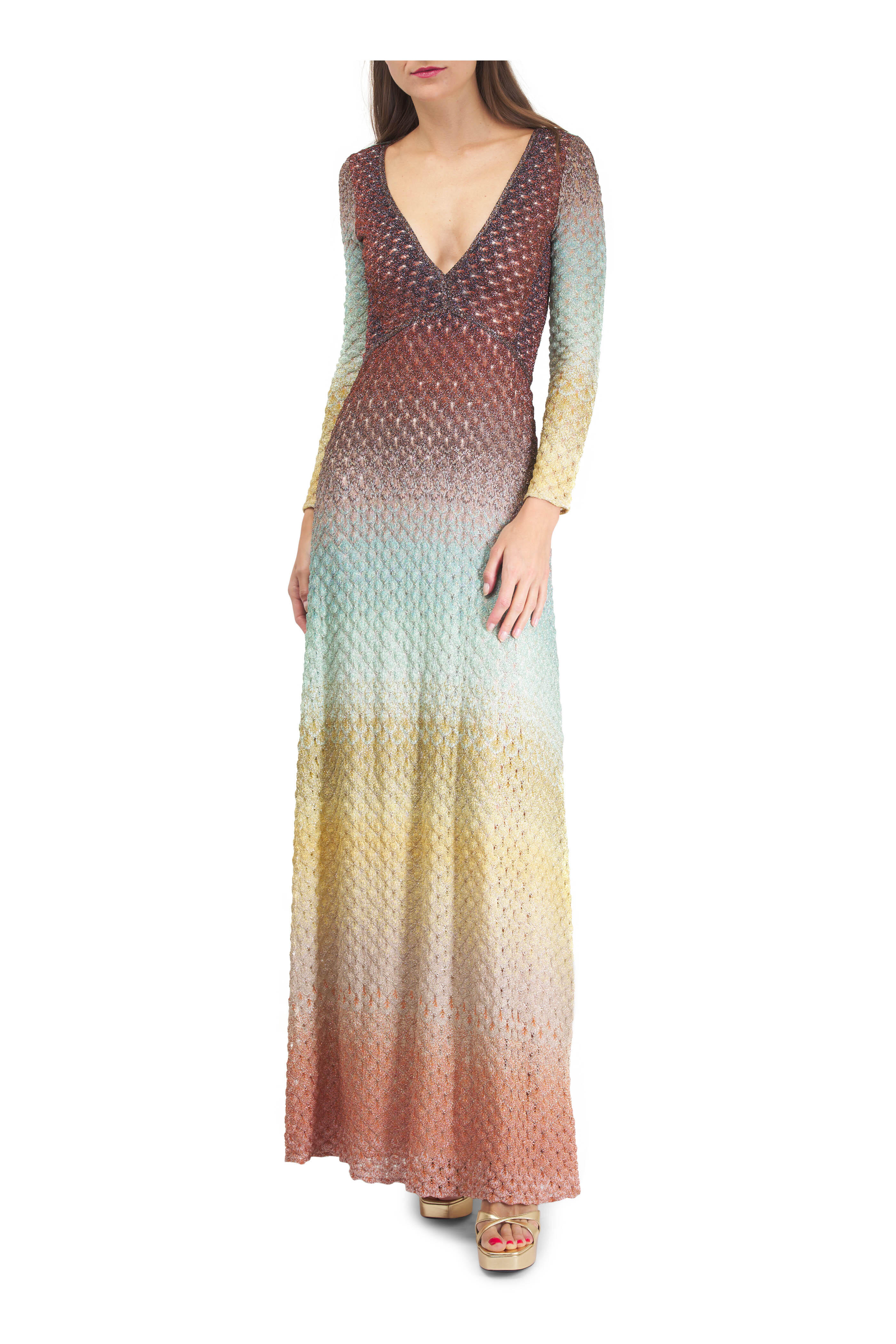 Saint Laurent - Debbie Gold Metallic Leather Platform Sandal, 85mm