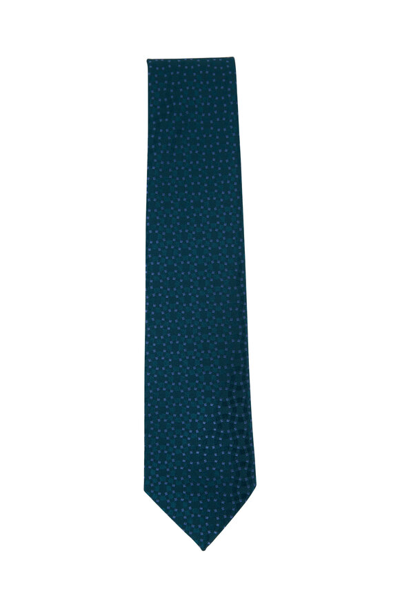 Charvet - Green & Light Blue Dot Silk Necktie