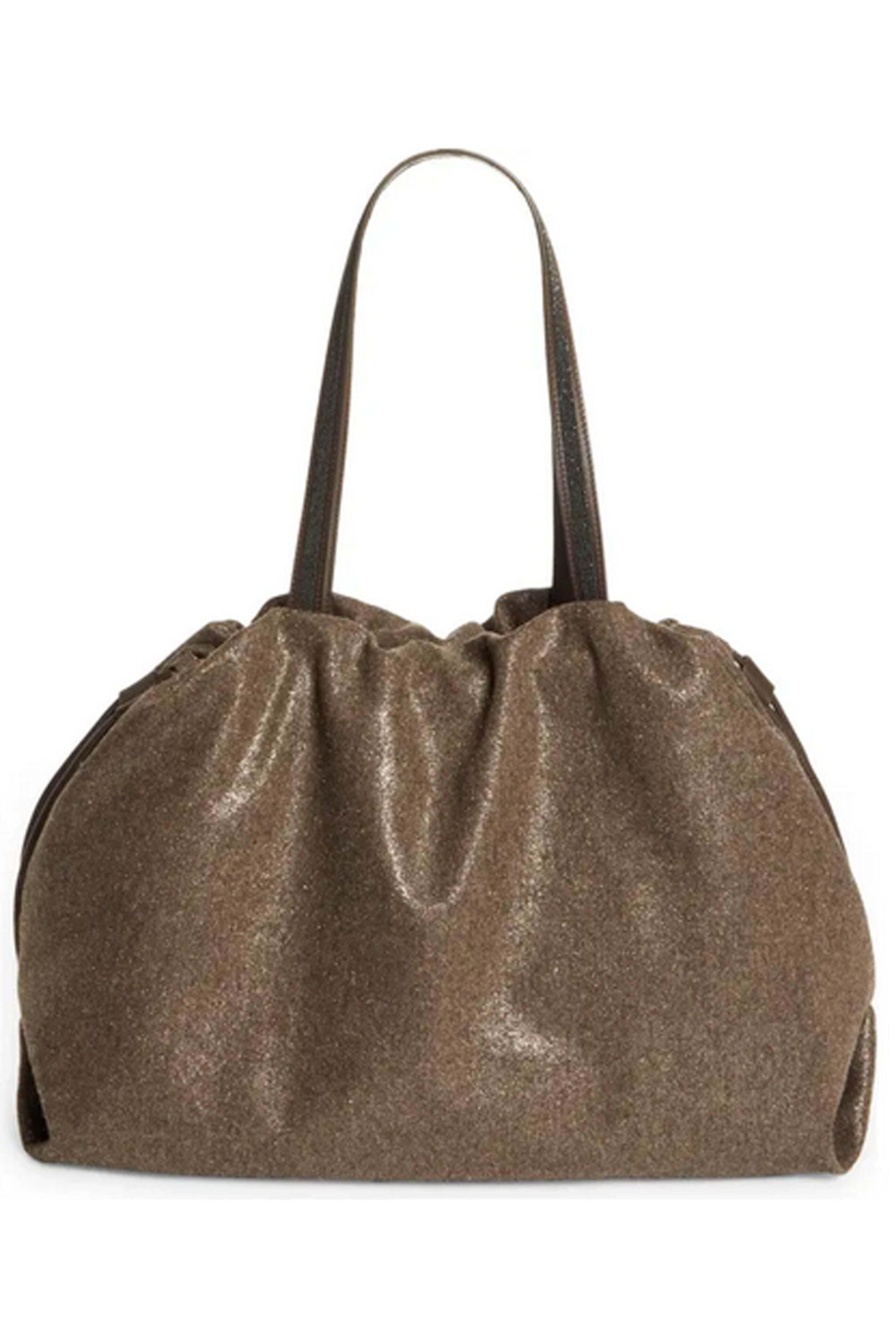 Brunello Cucinelli - Warm Gold Top Handle Drawstring Tote Bag
