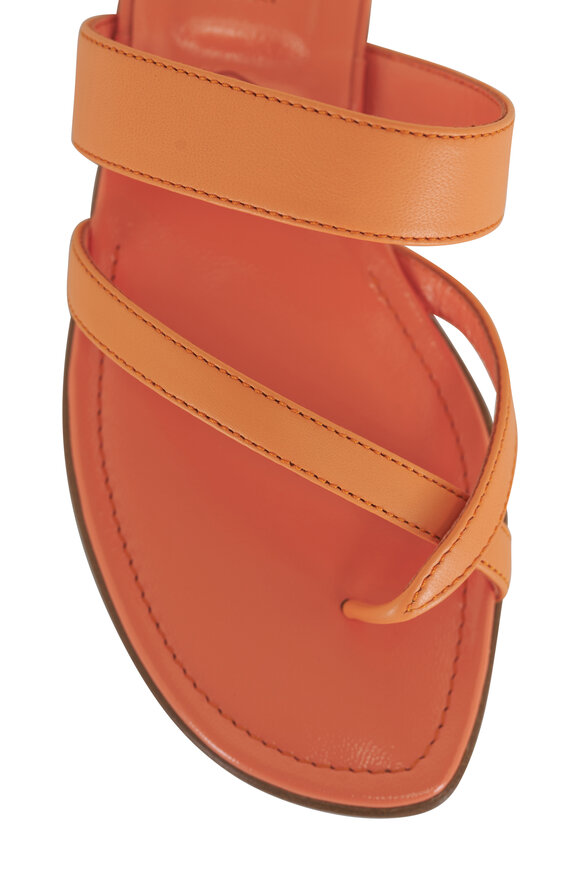 Manolo Blahnik - Susa Orange Leather Flat Sandal, 10mm