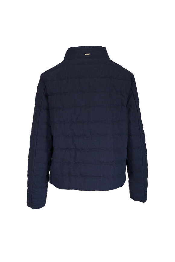 Herno Navy Quilted Short Tie Jacket - view 2