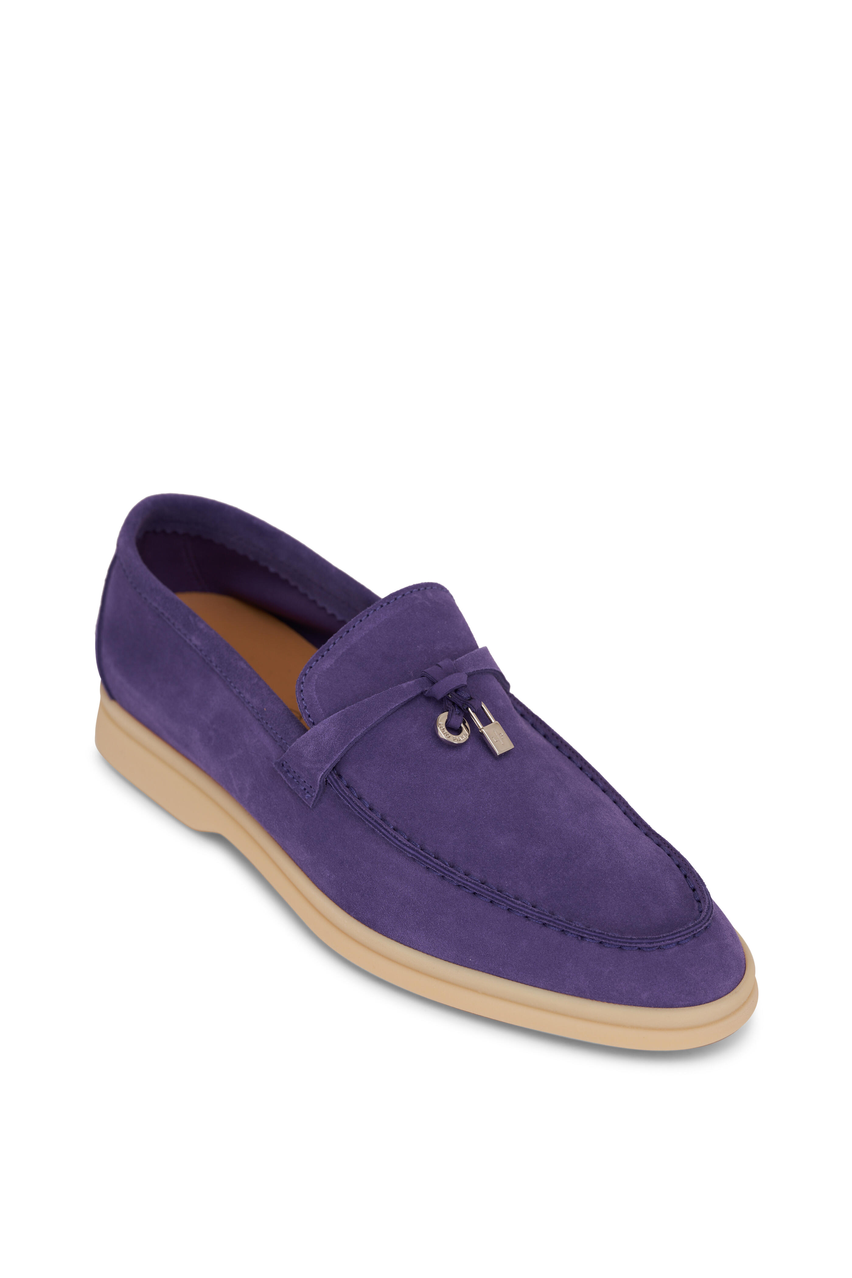【美品】PaulSmith LONDON×LoroPiana☆裏地派手☆M Loro Piana - Summer Charms Purple Suede Loafer | Mitchell Stores