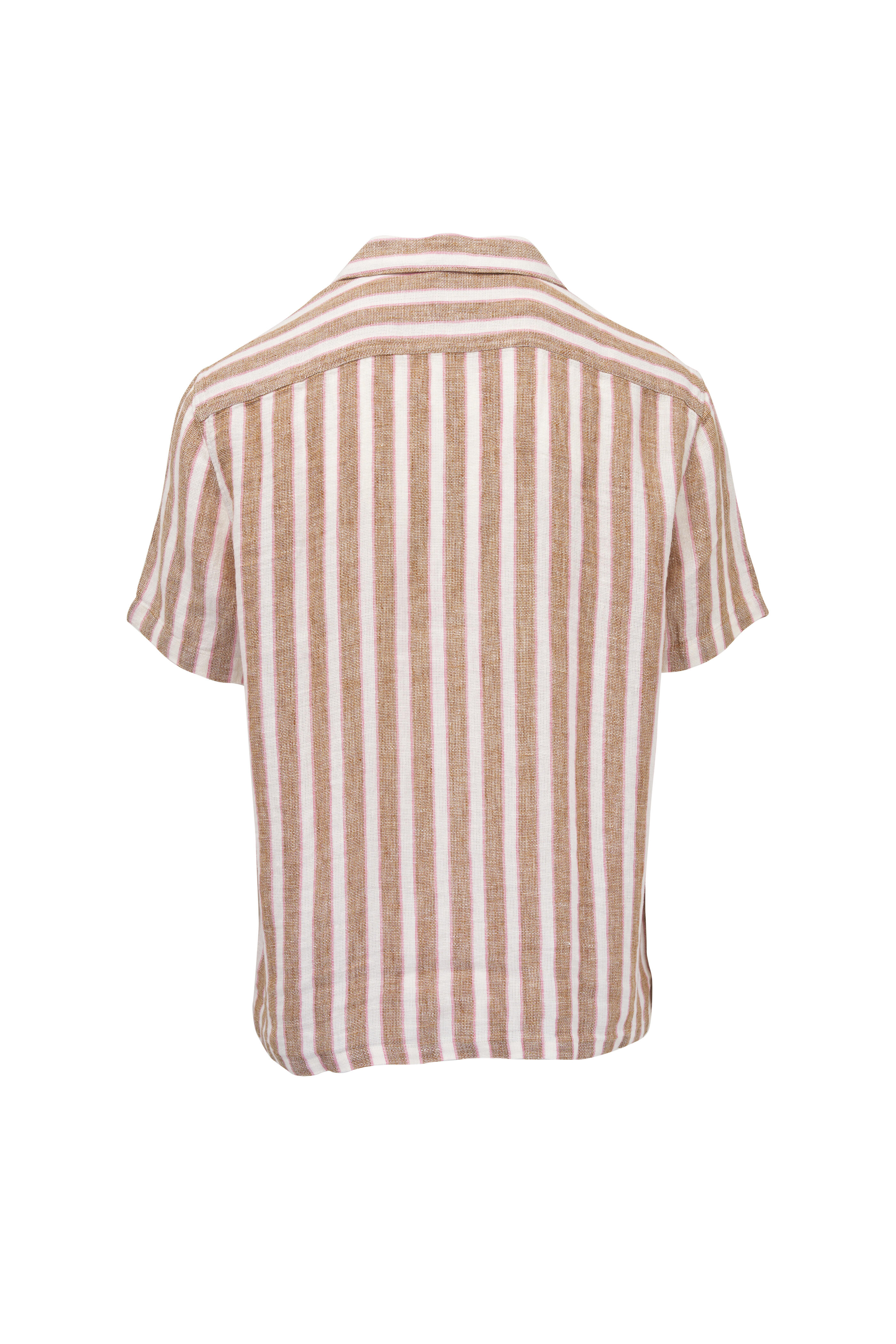 Faherty Brand - Palma Sienna Valley Stripe Linen Camp Shirt