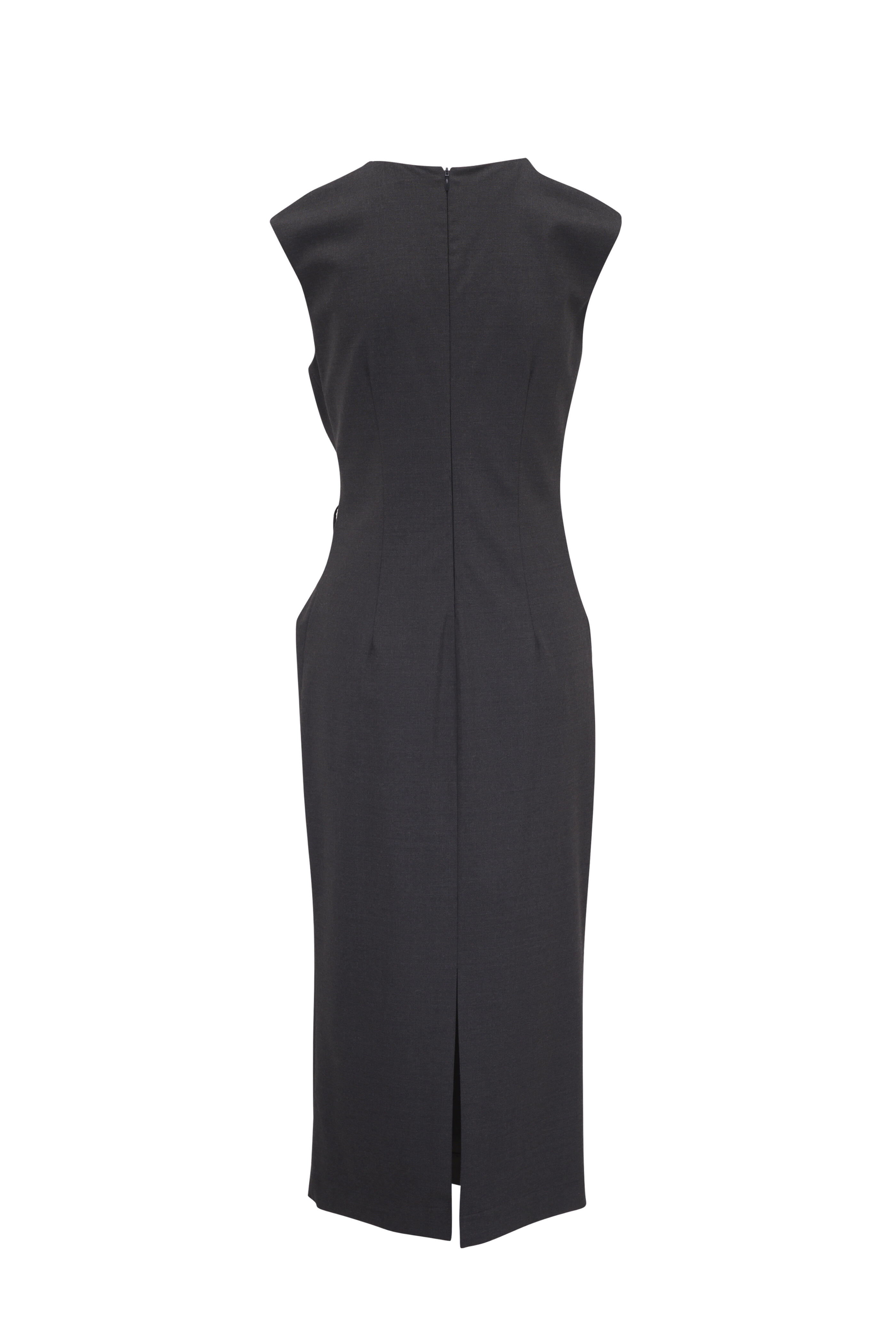Brunello Cucinelli - Dark Gray Stretch Wool Wrap Midi Dress