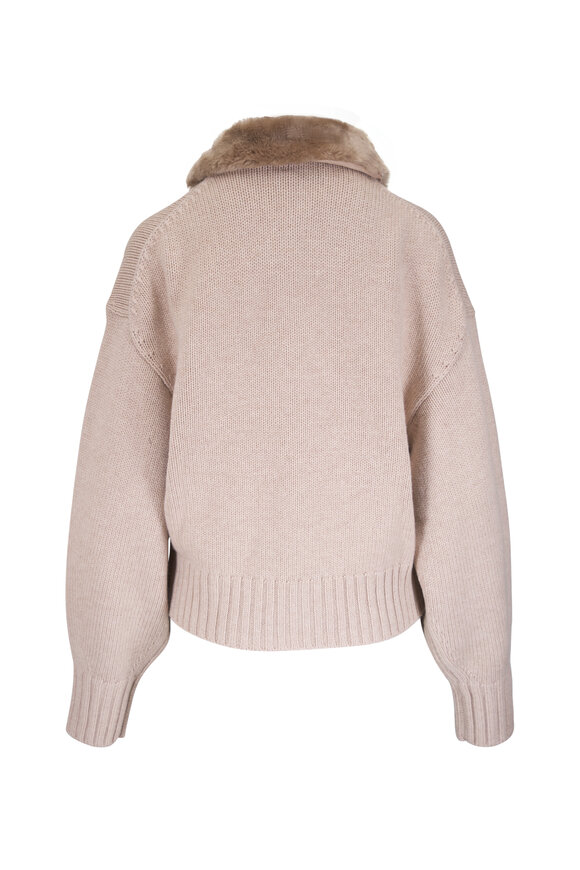 Simkhai Zorina Taupe Wool & Cashmere Zip Cardigan - view 2