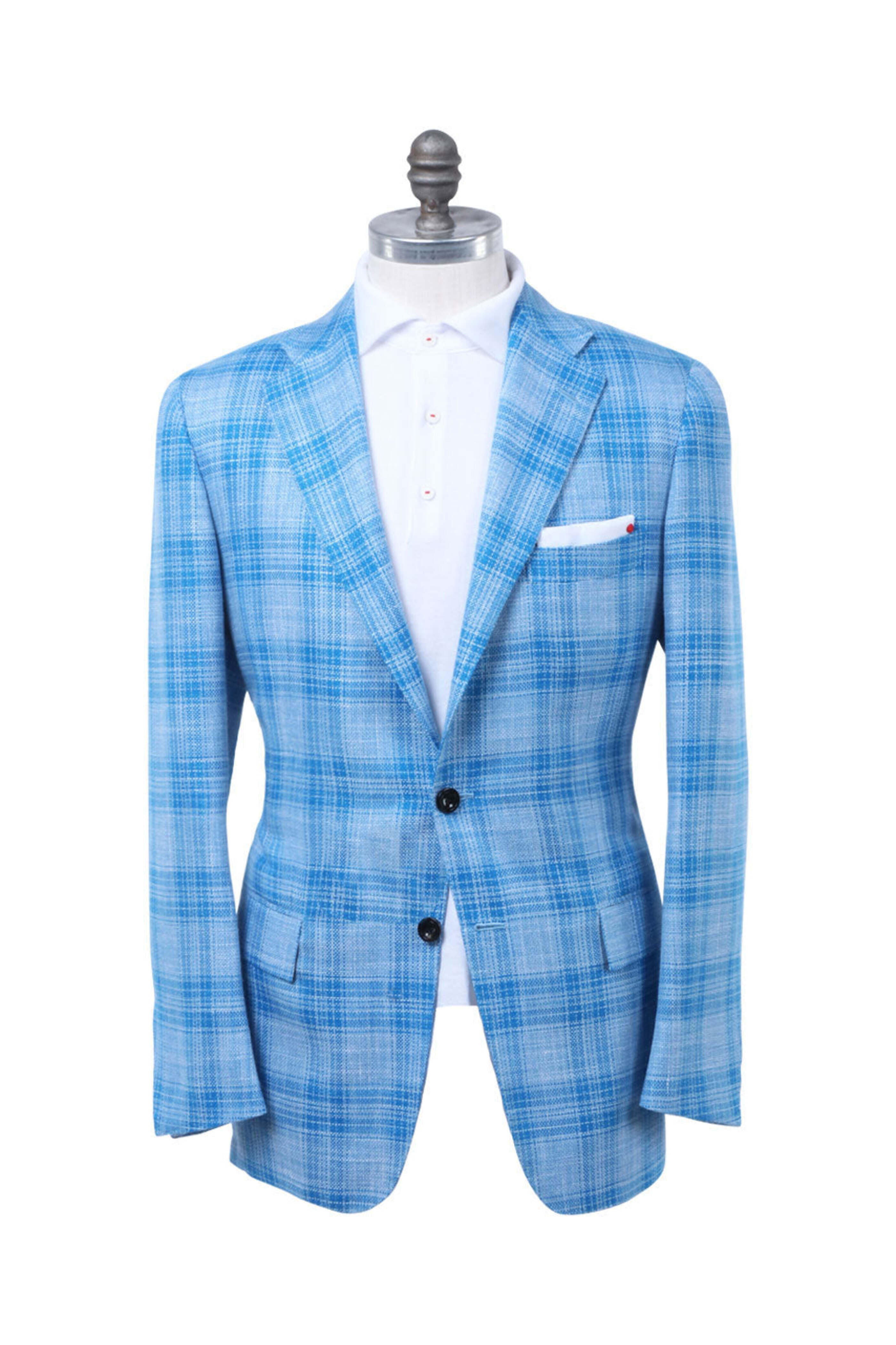 Kiton - High Blue and White Plaid Sportcoat