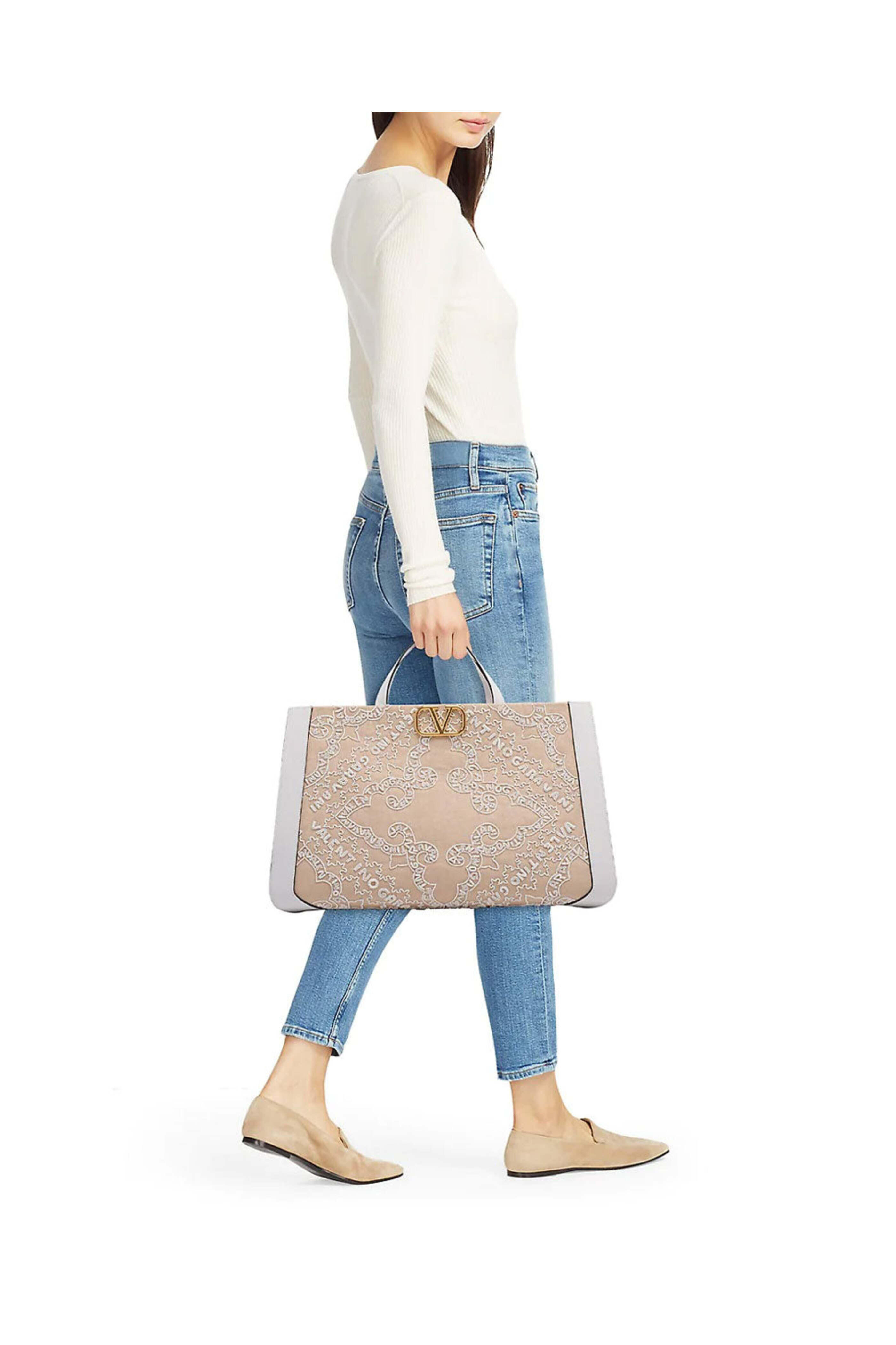 Valentino Garavani - VLOGO Embroidered Raffia Tote Bag