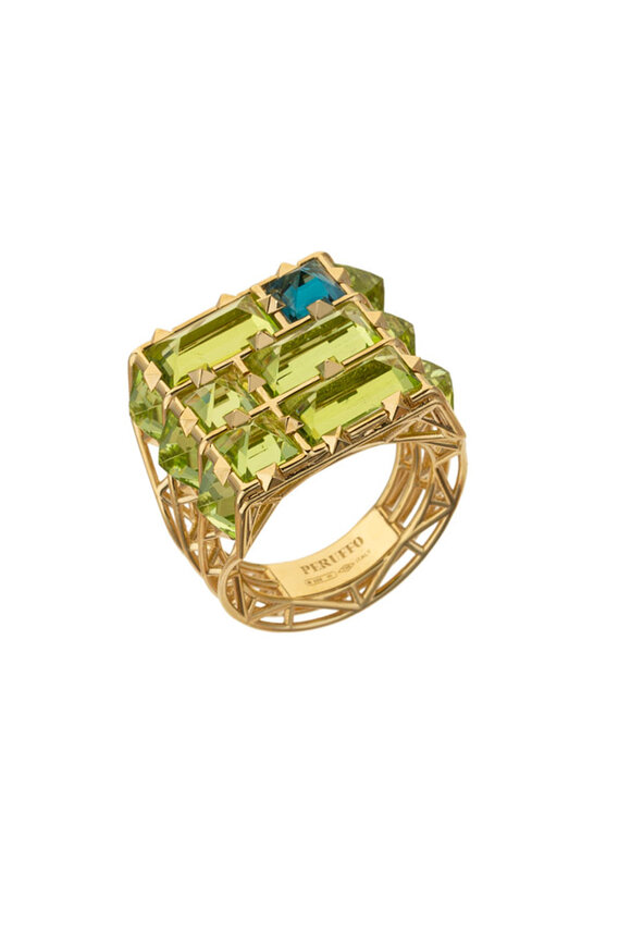 Peruffo 18k Yellow Gold Doppia Pietra Boxy Ring - view 1