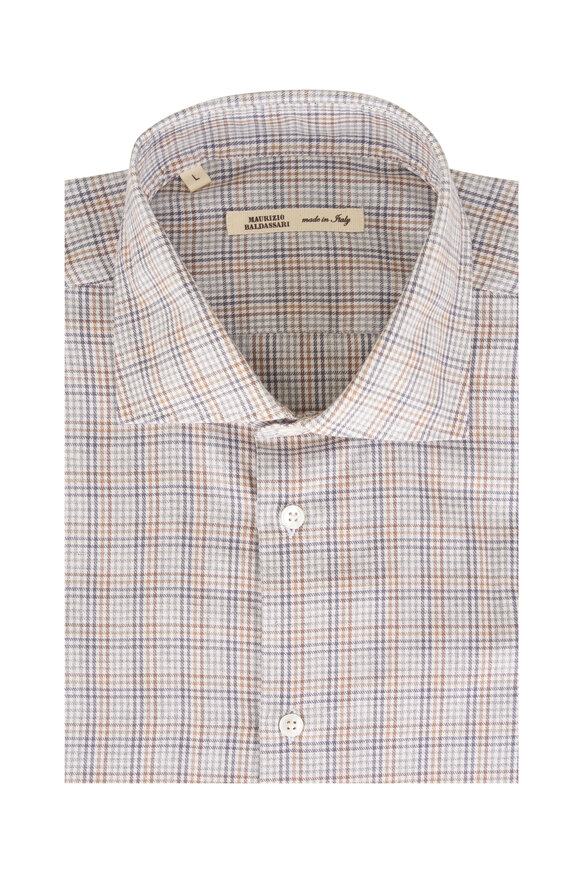 Maurizio Baldassari Santini Light Gray Multi Plaid Cotton Sport Shirt - view 1