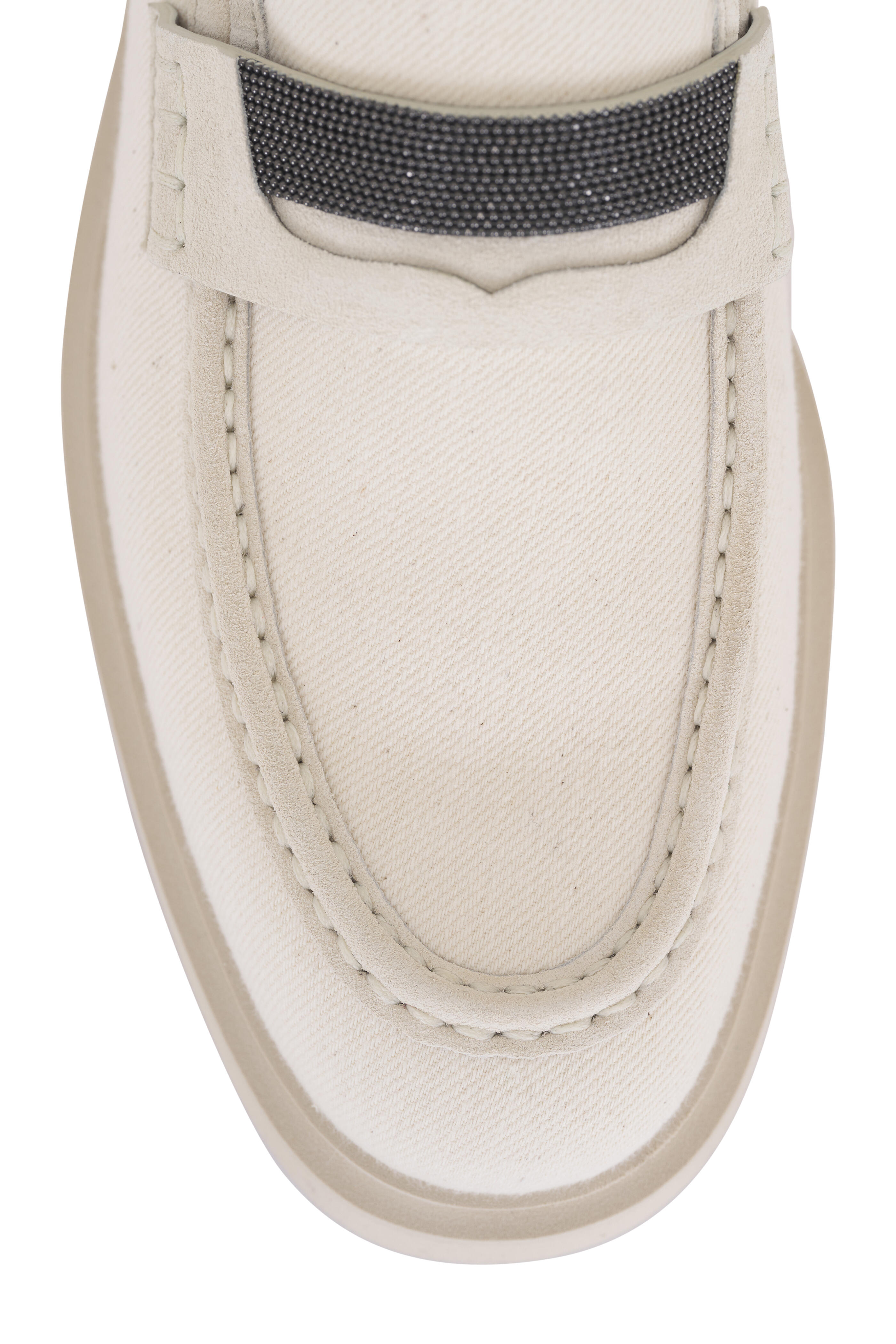Brunello Cucinelli - Ecru Canvas Lightweight Monili Loafer