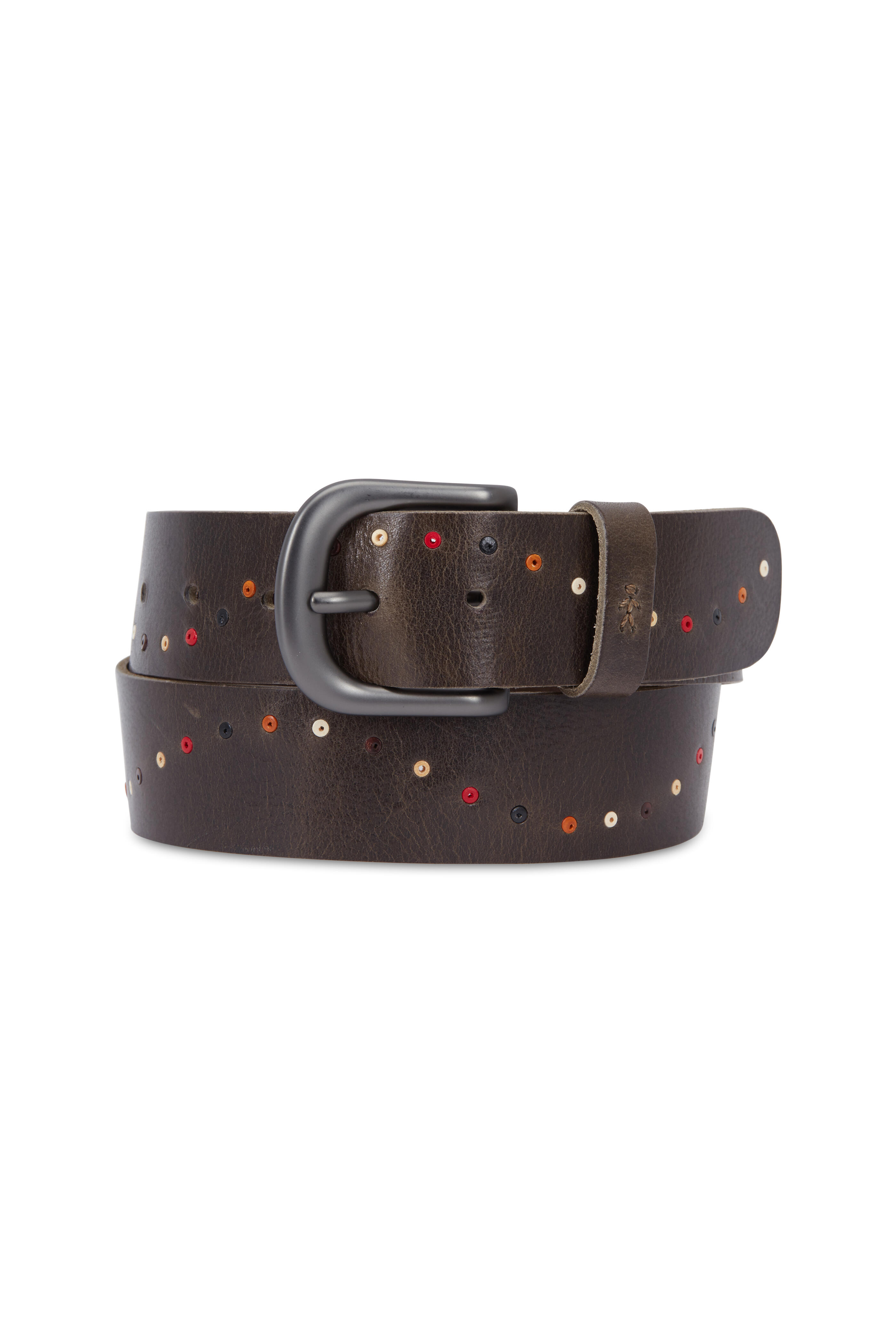 The Benny Belt in Coffee Suede with Gold– KHAITE