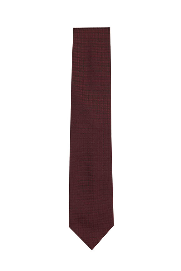 Cesare Attolini Solid Burgundy Silk Necktie - view 1
