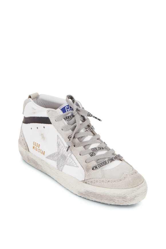 Golden Goose - Midstar White Leather & Silver Star Sneaker