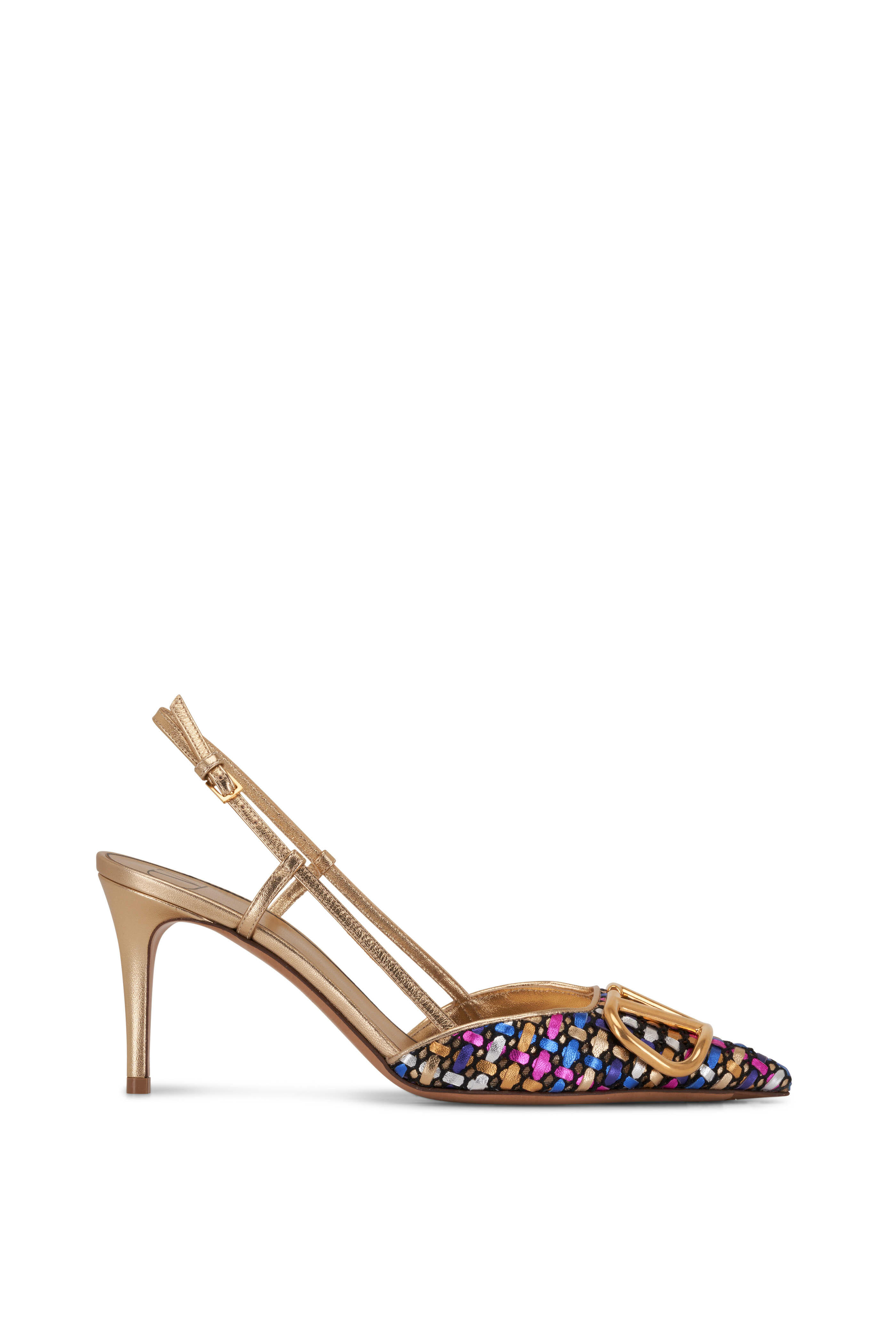 Valentino Garavani - Multicolor VLogo Woven Leather Slingback, 80mm