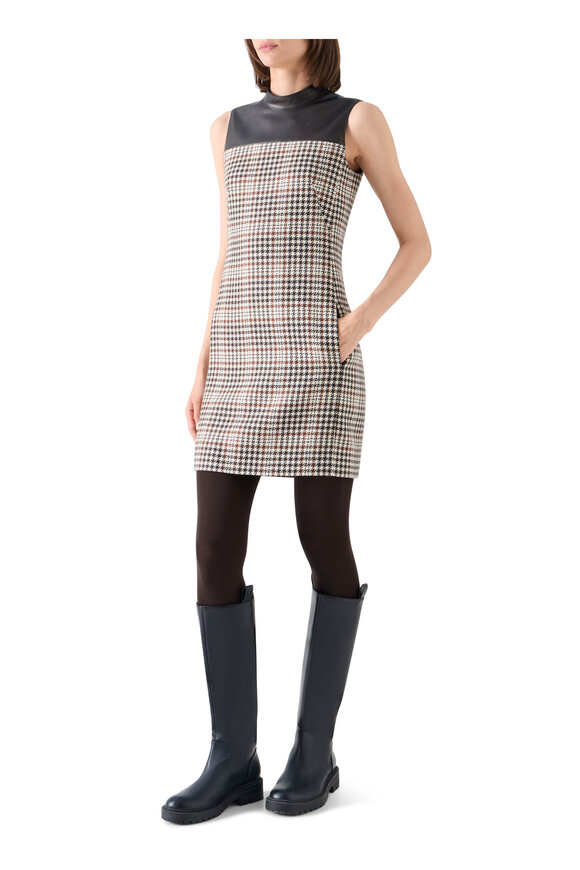 Akris Punto Winter White Mixed Media Plaid Mini Dress - view 4