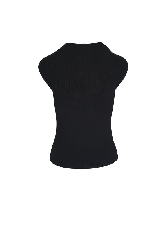 Lafayette 148 New York - Lafayette Black Ribbed Cap Sleeve Knit Top