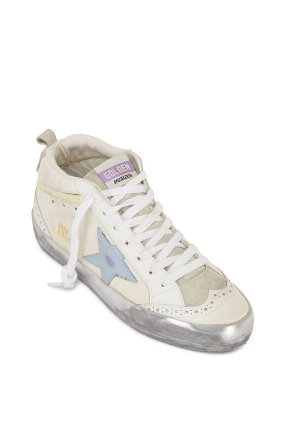 Golden Goose - Midstar White, Ice, Lime & Blue Star Sneaker