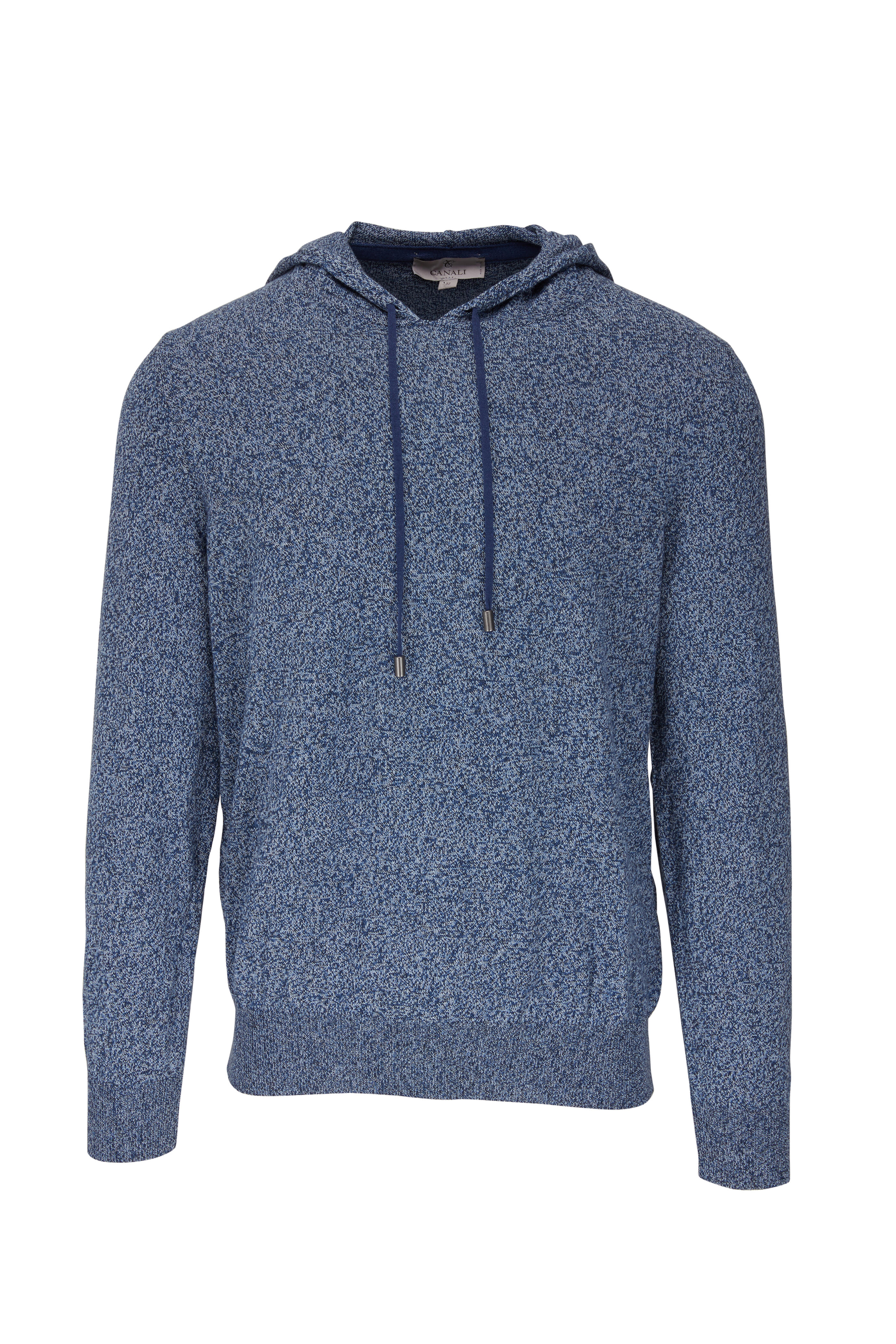 Cotton fleece hoodie in dark navy - Canali US