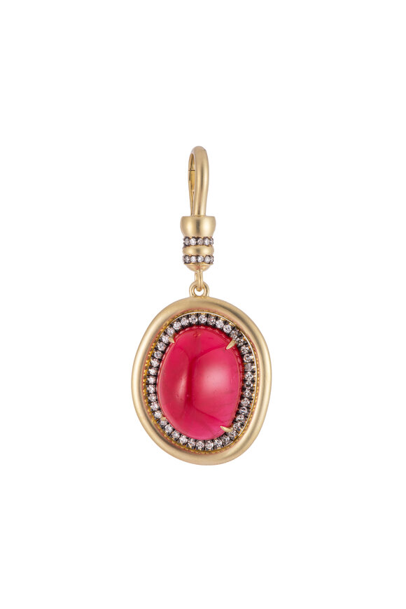 Sylva & Cie 18k Yellow Gold Rhodalite & Diamond Pendant - view 1