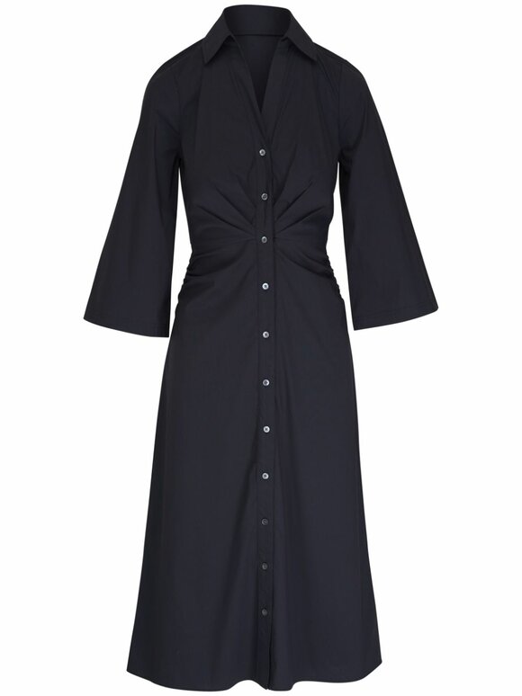 Veronica Beard - Haydon Black Poplin Midi Shirt Dress 