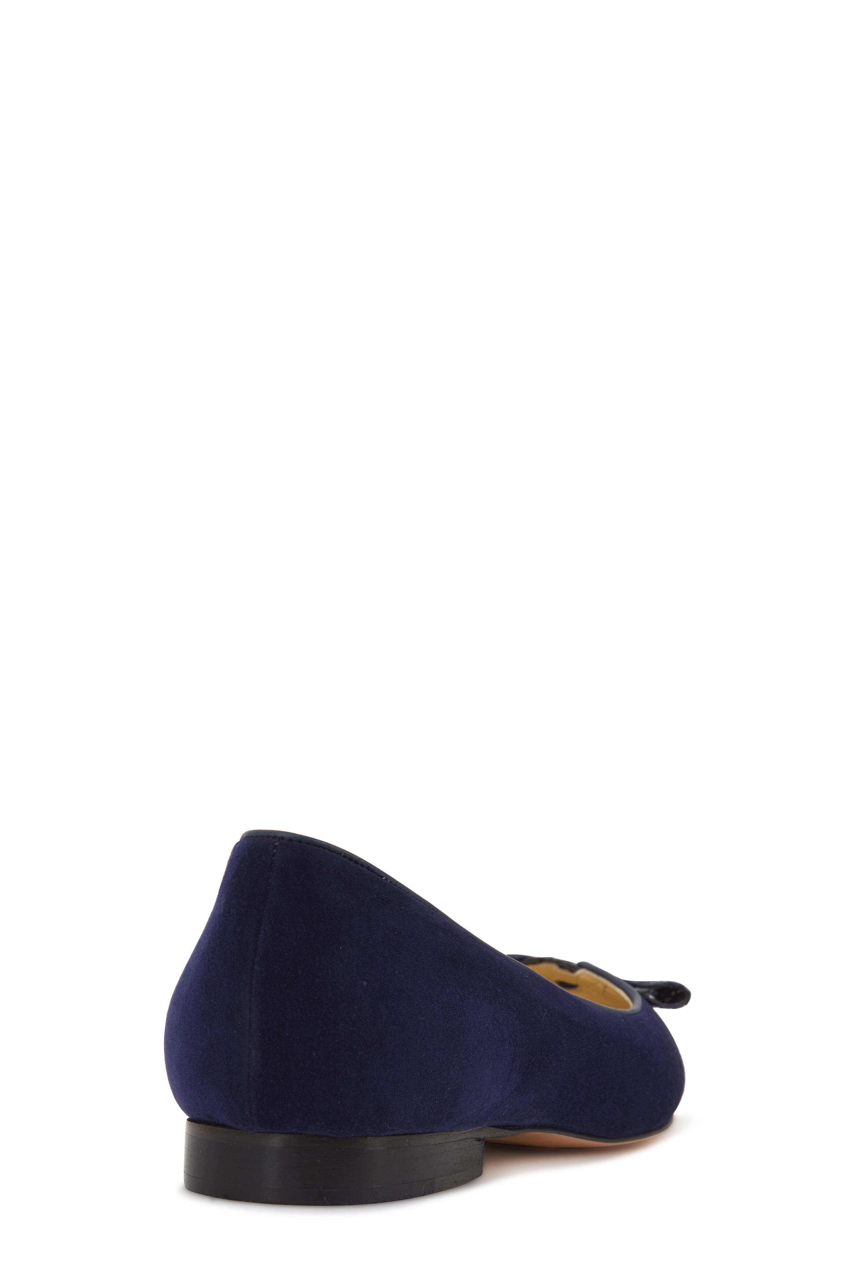 Sarah Flint - Lana Navy Blue Suede & Snakeskin Bow Flat