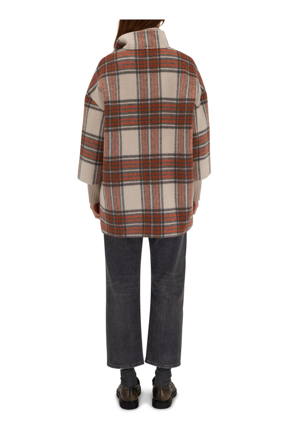 Kinross - Orange Multi Plaid Knit Insert Coat 