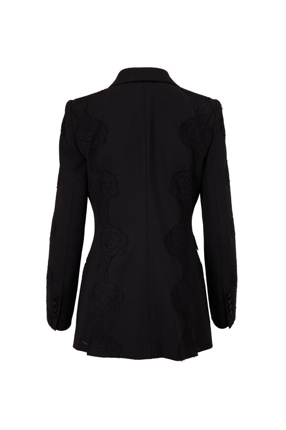 Dolce & Gabbana - Black Lace Detail Peak Lapel Blazer