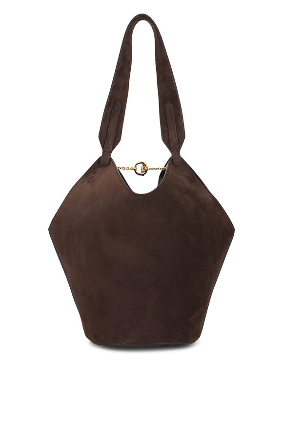 Khaite Mini Lotus Dark Brown Suede Tote - view 2