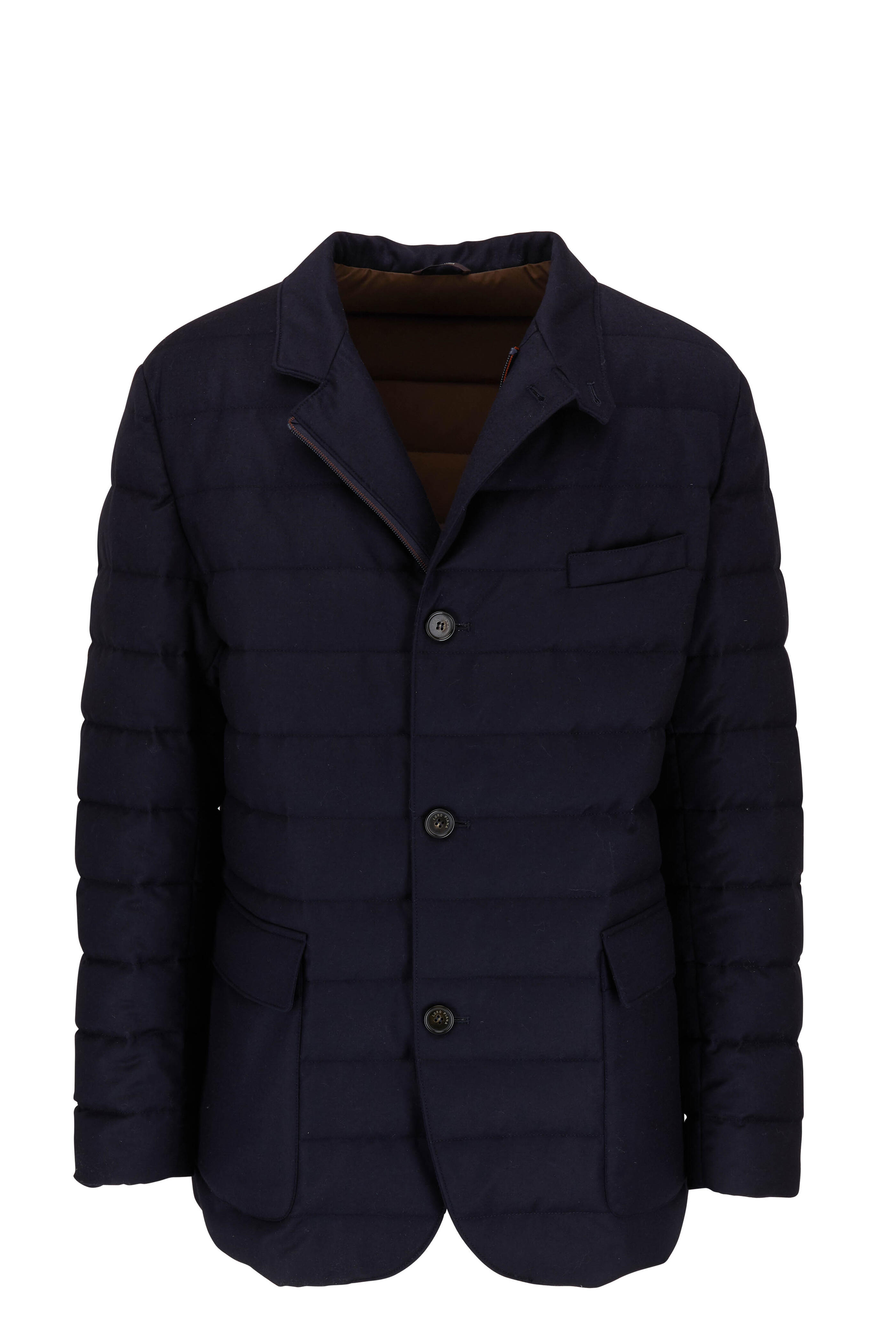 Loro Piana - Quilted Roadster Navy Wool & Silk Down Coat
