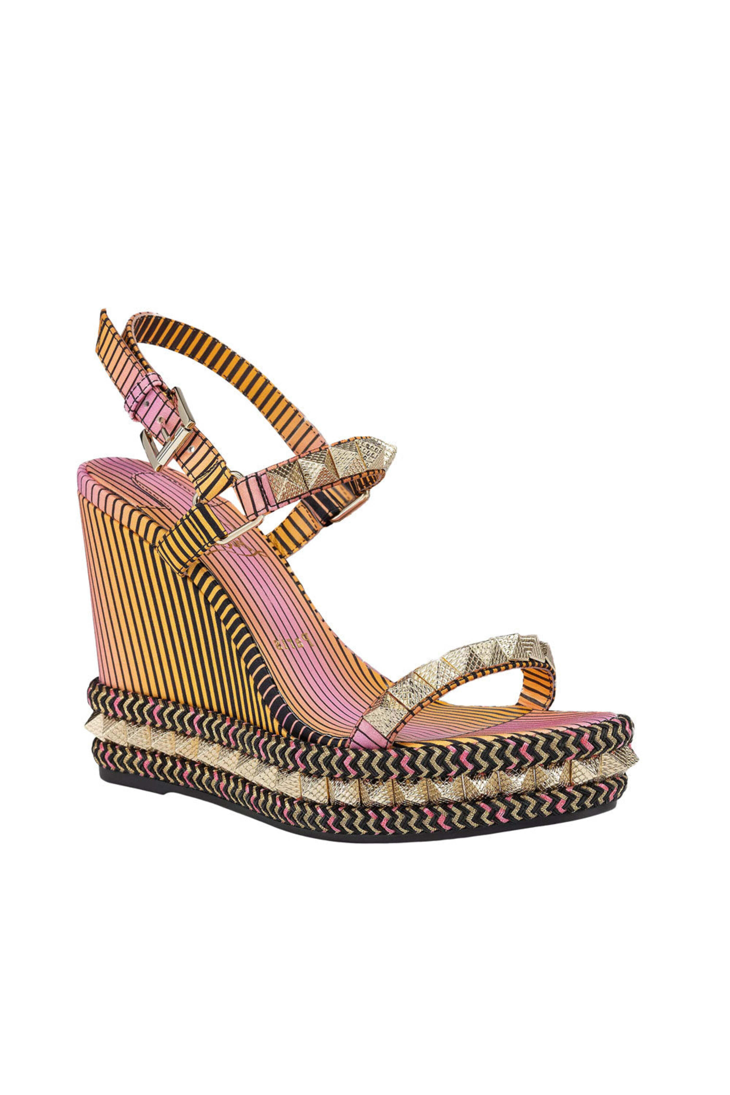 サンダル・ミュール Pyraclou 110 leopard-print satin espadrilles Christian Louboutin - Pyraclou 110mm Satin Wedge in Muti