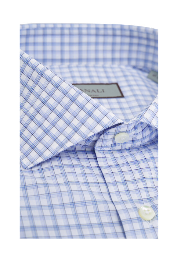 Canali - Blue Check Cotton Dress Shirt 