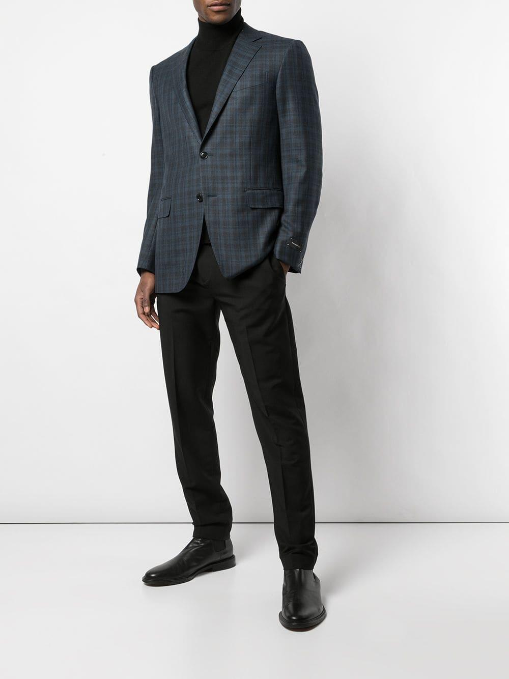 Zegna - Teal & Brown Glencheck Wool Sportcoat