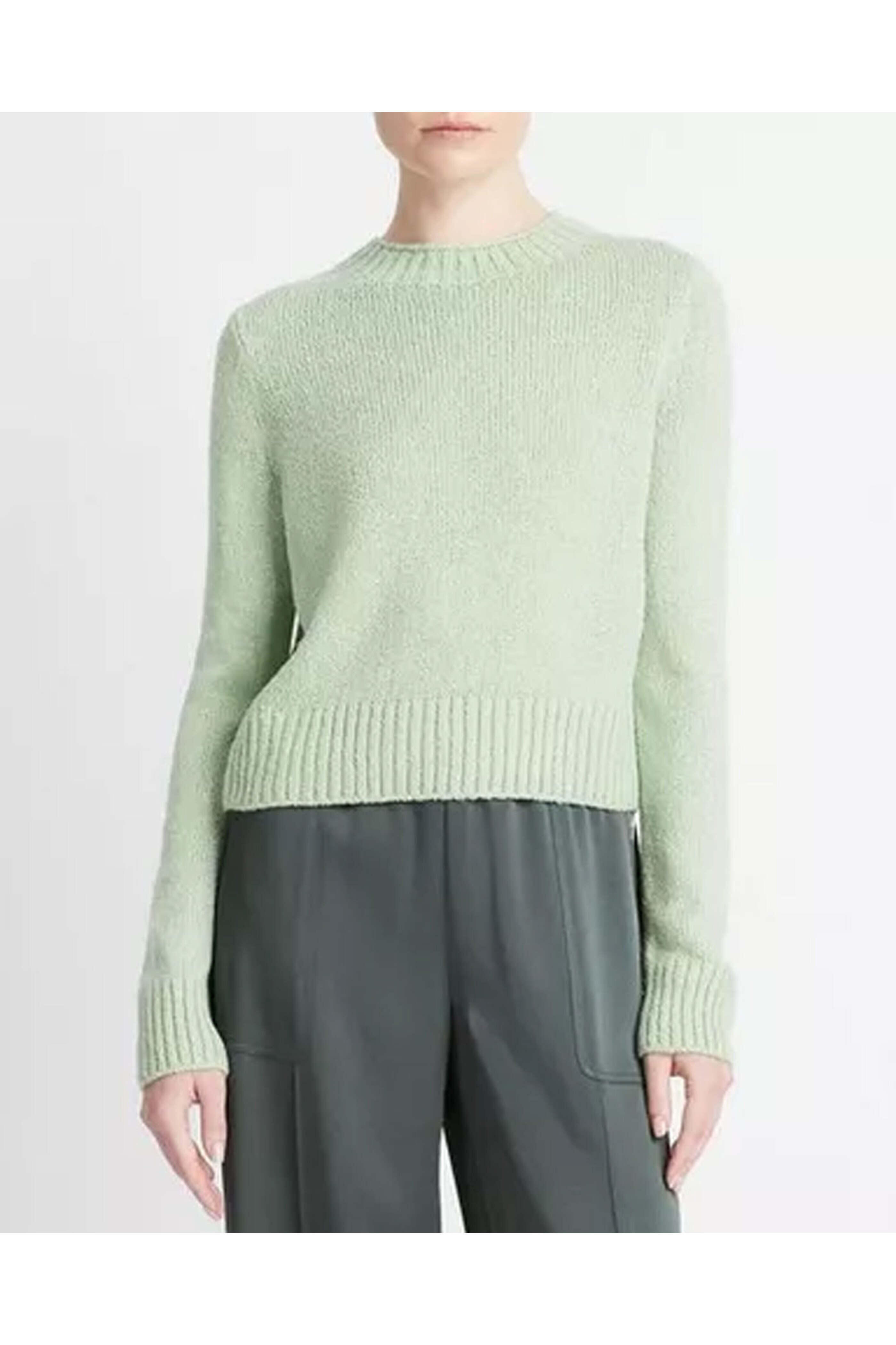 Vince - White Lime Plush Silk Crewneck Sweater