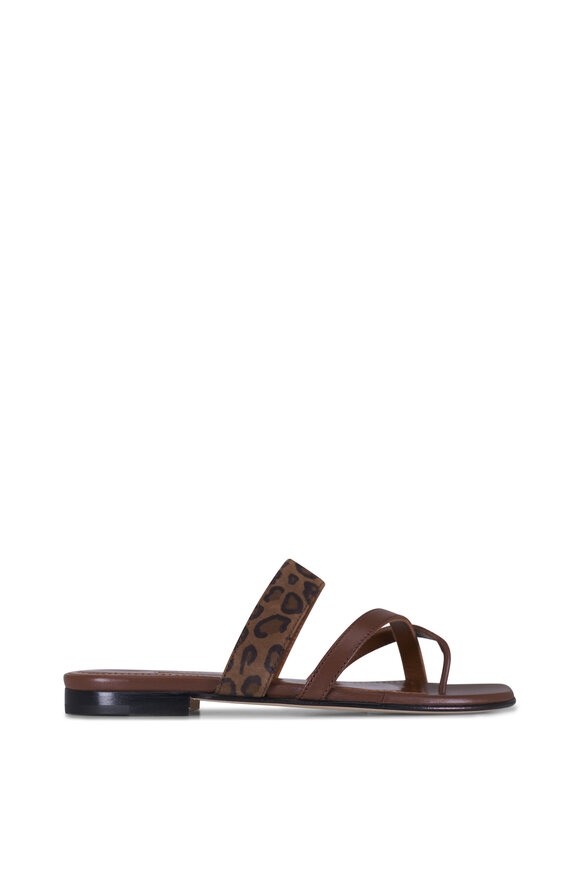 Manolo Blahnik Susa Animal Print Leather Flat Sandal - view 6