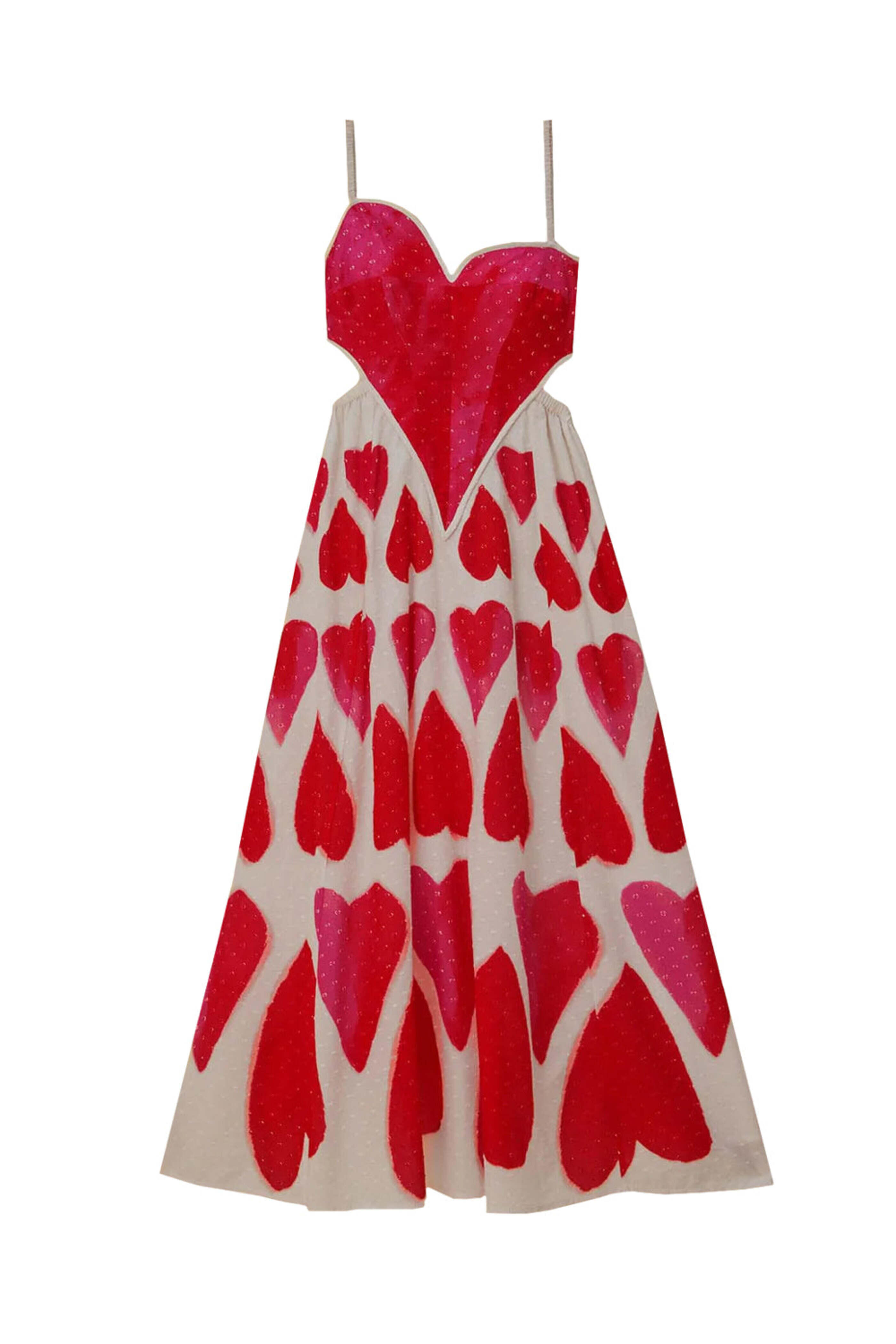 Farm Rio - Off White Painted Hearts Maxi Dress