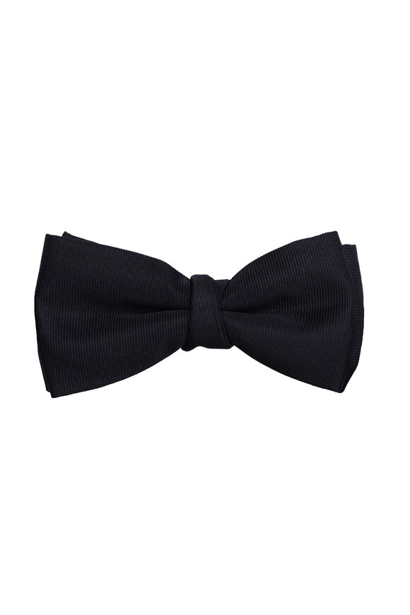 Cesare Attolini Black Grosgrain Pre-Tied Bow Tie