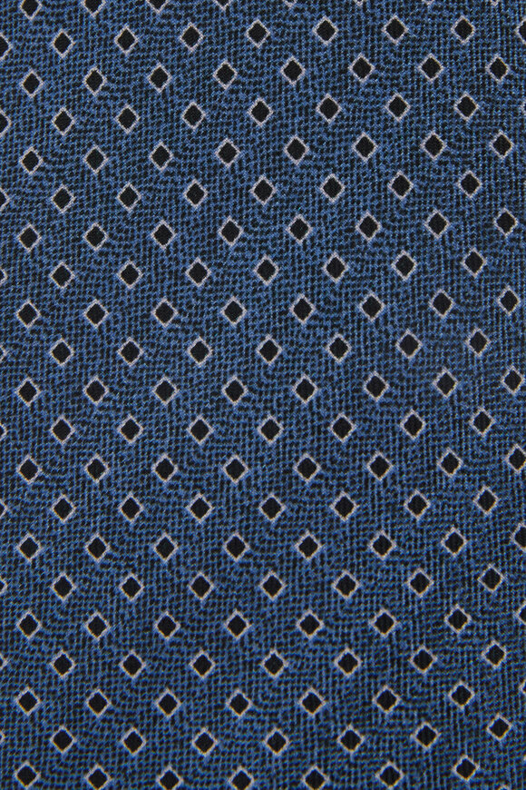 Brioni - Blue Small Geometric Print Silk Necktie 