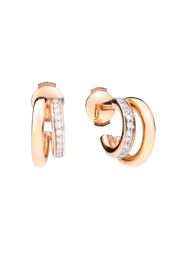 Pomellato 18k Rose Gold Diamond Together Huggie - view 2