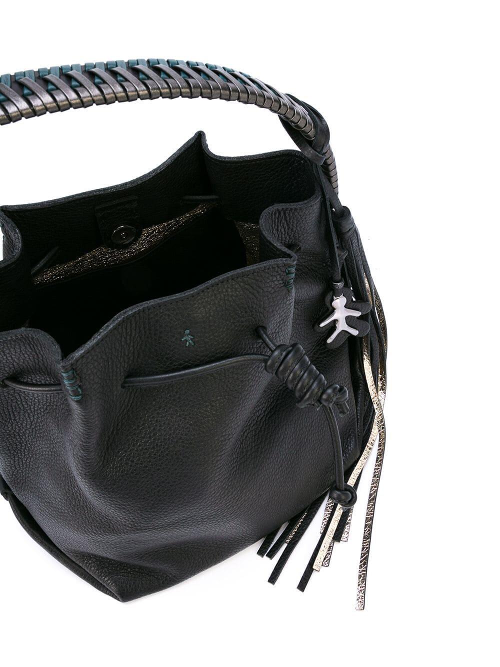 Henry Beguelin - Black Grained Leather Small Hobo Bucket Bag