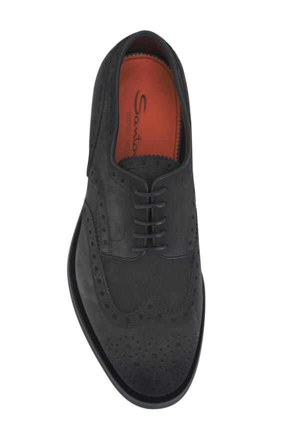 Santoni - Emil Dark Brown Suede Dress Shoe