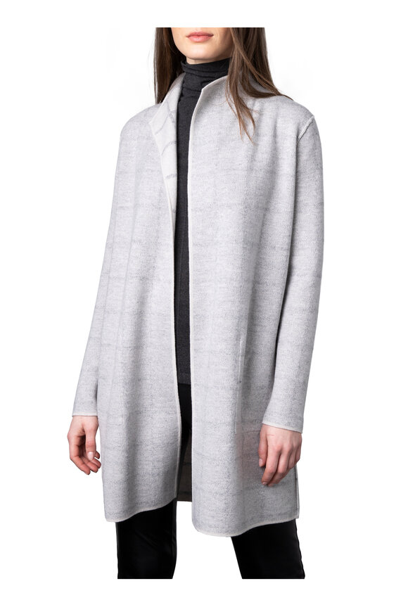 Kinross - Silver & Birch Plaid Cashmere Cardigan 